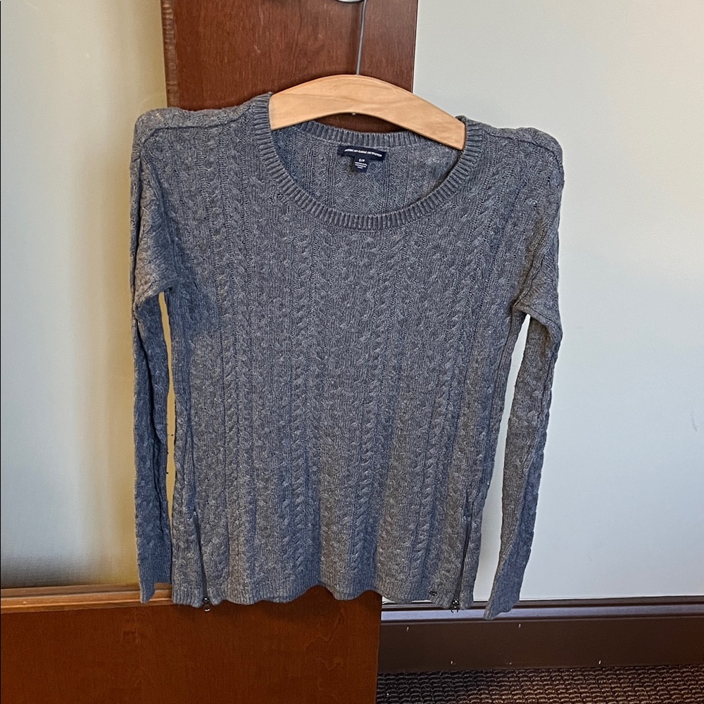 American Eagle Outfitters Gray Cable Knit Sweater